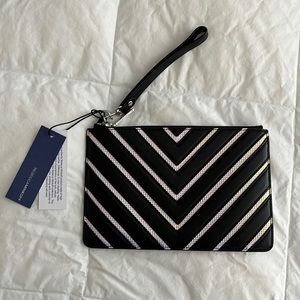 Rebecca Minkoff Black and Silver Chevron Wristlet